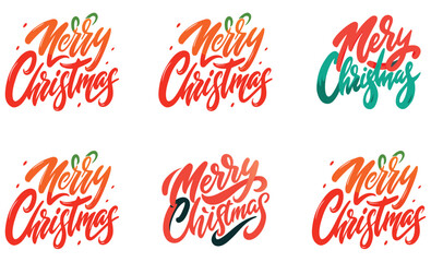  bold brush style merry Christmas expressive handwritten vector