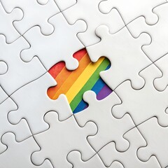 Fototapeta premium Missing Puzzle Piece Revealing Rainbow Flag