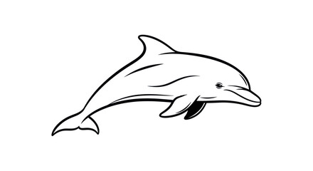 Elegant Dolphin Illustration: A Graceful Marine Mammal in Black and White.