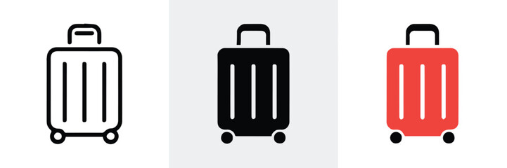 suitcase icon set three styles black white red vector ui glyph