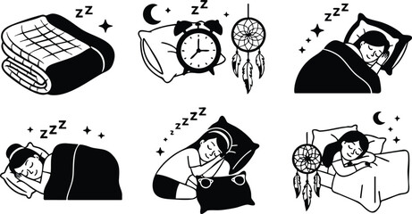 Sleep routines with cozy blankets, alarm clocks, and dreamcatchers create a peaceful atmosphere for restful nights 