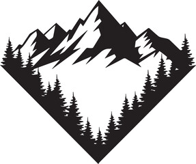 mountain diamond badge vector forest silhouette emblem design