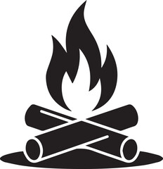 campfire icon simple campfire flame and crossed logs vector silhouette