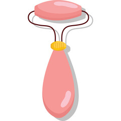 Pink Jade Facial Roller Massager with Golden Accent and Transparent Background for Skincare and Beauty Routine