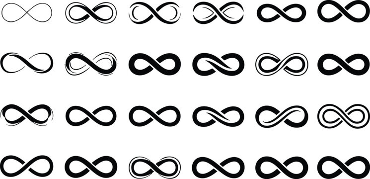 Infinity symbol design in various styles showcasing creativity and versatility for graphic projects 