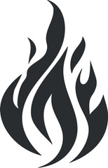 Black abstract flame icon with sharp, stylized lines creating a bold and modern design.
