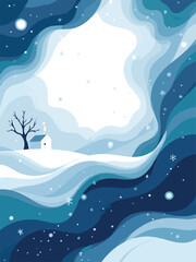 Snowy Winter Waves Vector Illustration