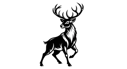Majestic Stag Illustration: A Bold Black and White Wildlife Emblem.
