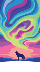 Colorful Aurora Sky Vector Illustration