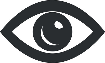 Obraz premium Simple black and white eye icon representing vision or sight in an abstract design.