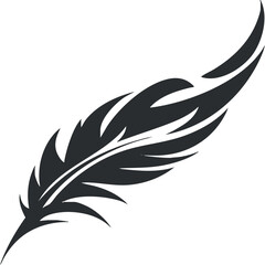 Obraz premium Black silhouette of a feather, ideal for logos or decorative design elements.