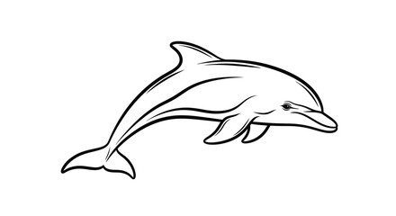 A simple line drawing of a playful dolphin leaping through the water.