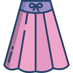Pink Pleated Skirt with Purple Waistband and Bow Detail Vector Graphic Fashion Item Isolated on Transparent Background