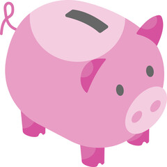 Fototapeta premium Pink Piggy Bank With A Slot For Coins And Transparent Background In A Studio Shot