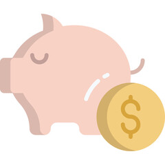 Pink Piggy Bank With Golden Coin Featuring Dollar Sign on Transparent Background