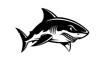 Menacing shark illustration with sharp teeth and aggressive expression ready to attack.