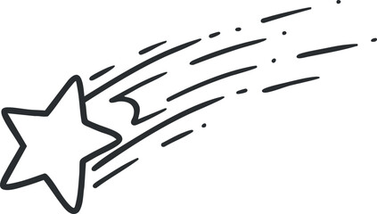 Fototapeta premium Minimalist outline vector illustration of a shooting star with a trailing comet effect for design and branding projects