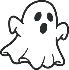 Obraz premium Playful outline vector illustration of a cute ghost character for Halloween and spooky themed designs