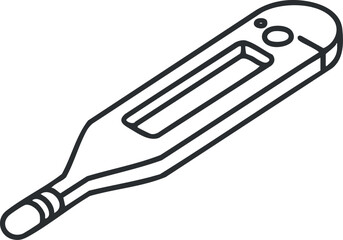 Outline vector illustration of a thermometer, ideal for healthcare and medical design projects.