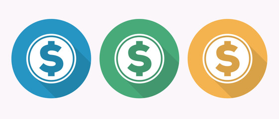 Circle coin icon with dollar sign symbol currency concept finance cash money vector illustration clip art