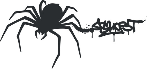 Stylized black vector illustration of a spider, ideal for horror-themed designs and graphic projects.