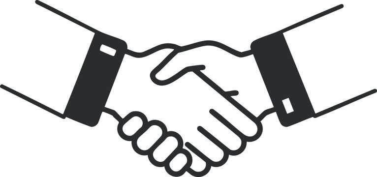 Outline vector illustration of a handshake symbolizing partnership and collaboration in business and professional contexts