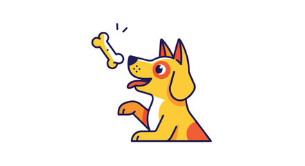 Cartoon dog looking at a bone