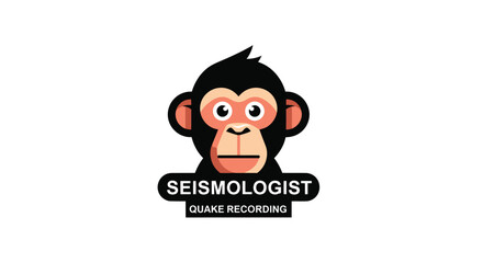 Monkey seismologist Cute ape face illustration