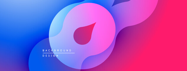 Fototapeta premium Abstract fluid shapes, vibrant colors blend. Gradient background creates modern design. Smooth curves, dynamic composition.