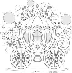 Royal Princess Carriage Line Art for Coloring