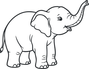 Obraz premium Cute cartoon-style vector illustration of a happy elephant, ideal for children's design and educational projects