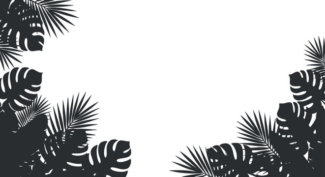 Stylish tropical leaf vector illustration creating a decorative border for summer-themed design projects