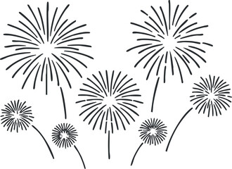 Fototapeta premium Outline vector illustration of fireworks for celebration events, holiday decorations, and festive designs