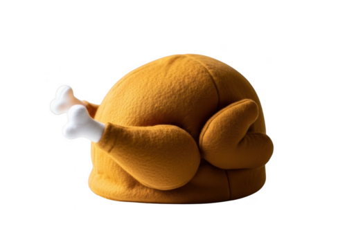 Funny plush roasted turkey hat for thanksgiving or christmas holiday celebration isolated on transparent background - Powered by Adobe