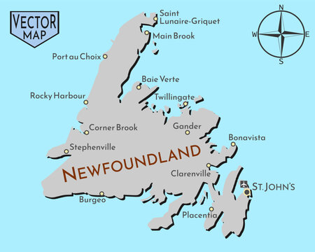 Simple isolated vector map of Canadian island Newfoundland.