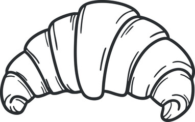 Outline vector illustration of a croissant, perfect for bakery branding, menu design, or food-related projects