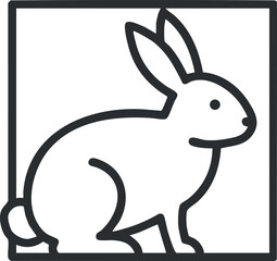 Fototapeta premium Outline vector illustration of a rabbit in a minimalist style, ideal for nature-themed design projects and icons