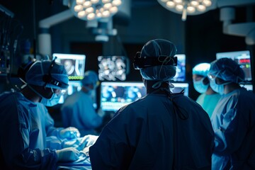 Surgeons performing future surgery using advanced virtual reality technology