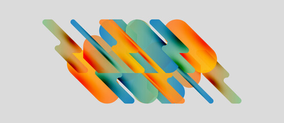 Abstract composition featuring colorful, angled rectangles overlapping. Gradient shades create depth, modern aesthetic. Minimalist design, clean background.