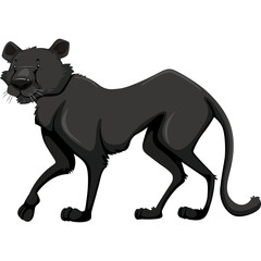 Pixel Art Black Panther Walking Motion Animal Illustration Transparent Background