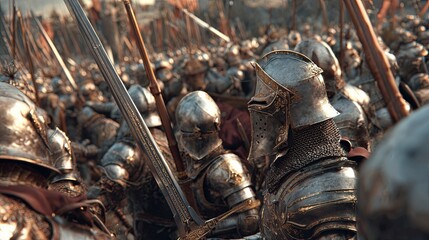 Medieval battle with knights and swords created with Generative AI