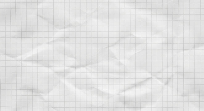 Wrinkled graph paper background with grid lines and textured surface.