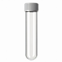 Empty test tube with a gray cap isolated on white background for scientific experiments