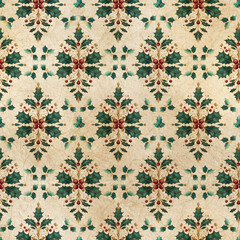 Vintage Holly Damask Elegant Classic Pattern Background