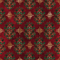 Vintage Holly Damask Elegant Classic Pattern Background