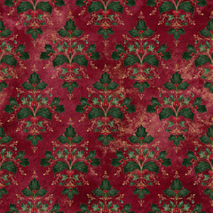 Vintage Holly Damask Elegant Classic Pattern Background