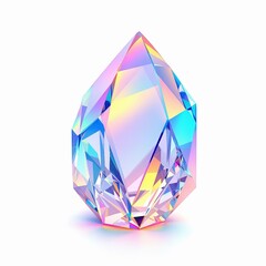 Beautiful iridescent crystal isolated on white background, a mesmerizing display of light and color refraction