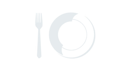 Light gray fork next to a light gray round plate