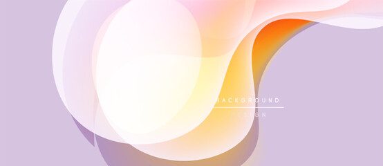 Abstract flowing shapes, soft gradients. Pastel colors dominate design, creating modern background. Minimal text present.