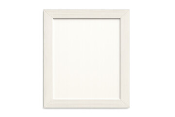 White empty picture frame mockup with thin wooden border, blank space for content, transparent background